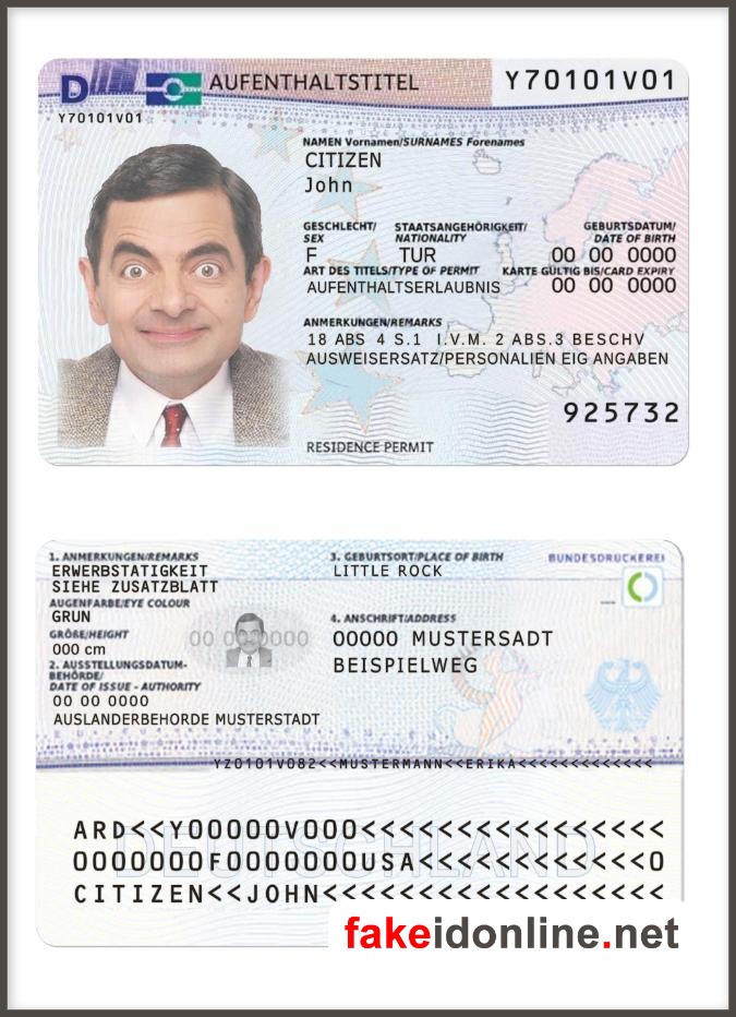 Germany Residence Permit ID Card Template